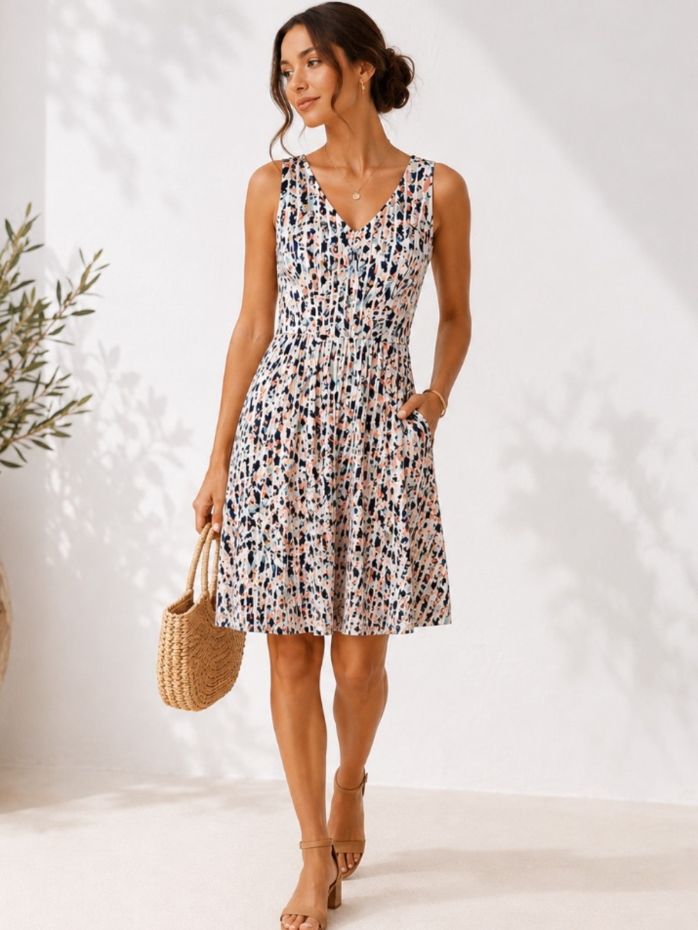 Apt. 9 NEW Multicolor Dottex Patterned Artsy  Chic Business Casual Dress Size 2